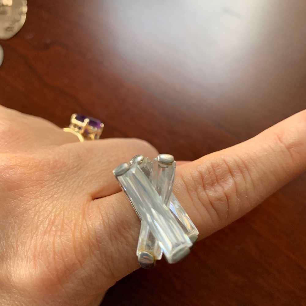 Vintage triple crystal ring